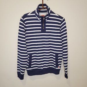 Levi's half zip pullover sweatshirt navy blue white stripe men's small
